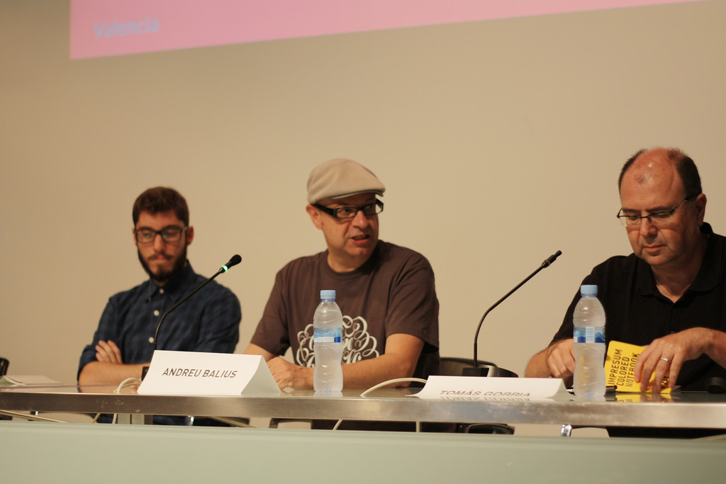 Tomás Gorria, junto a Andreu Balius, en la última edición del Congreso Internacional de Tipografía celebrado en Valencia. Foto: Elena Veguillas (todos los derechos reservados).