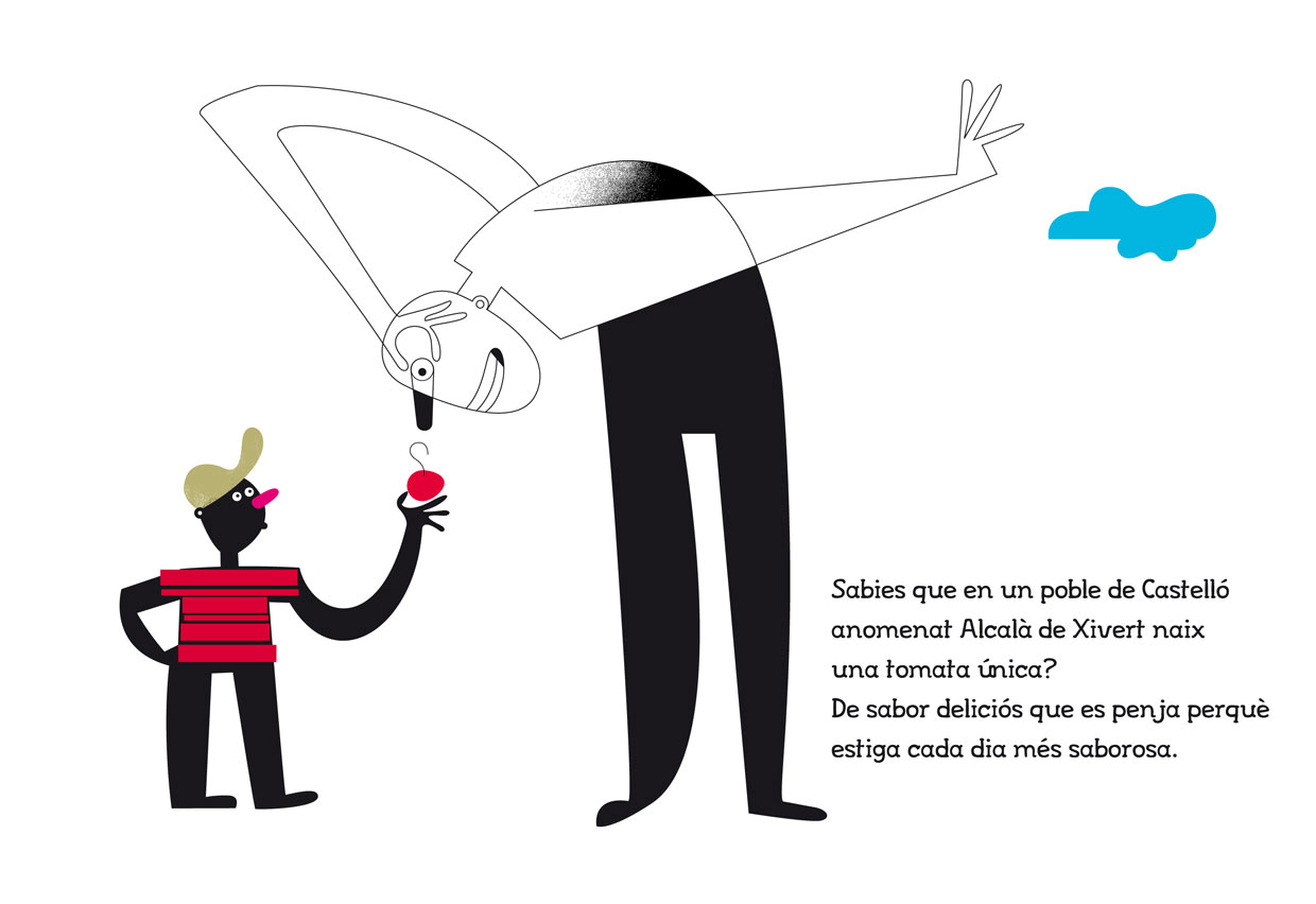 Cuento infantil ilustrado "un secret et contaré" para la Tomata de Penjar d'Alcalà de Xivert, publicado en 2014.