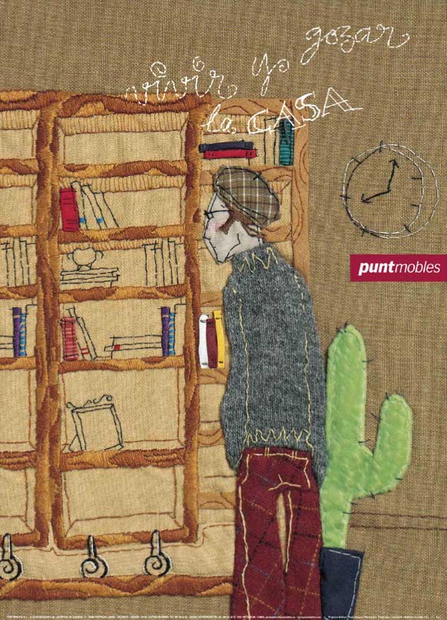 Cartel "Vivir y gozar la casa". Diseño gráfico de Pepe Gimeno. Ilustración de Paula Sanz (extraído del catálogo de la exposición)
